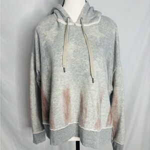 Free People American Flag Hi Low Distressed Oversized Hooded Sweatshirt